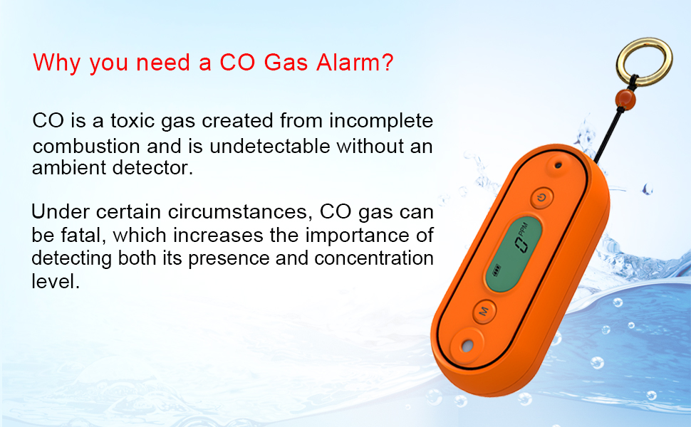 GZAIR SA103 CO Carbon Monoxide Detector Portable CO Monitor IP67 Waterproof CO Gas Alarm for Home and Travel - GZAIR