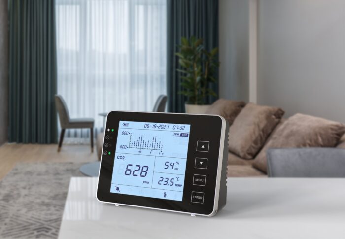 GZAIR 1200P-B Black CO2 Data Logger Monitor, AB841 Compliant for Classrooms, Battery Included Carbon Dioxide Detector, Wall-Mounted IAQ CO2 Detector, NDIR Sensor, Temperature and Humidity, 0~5000ppm Range (CO2 Detection Human/Plant Mode) - Image 4