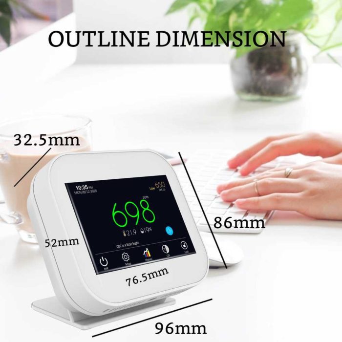 GZAIR MCH3 White CO2 Data Logger Monitor, IAQ CO2 Detector, Dual-Channel NDIR Sensor, Tabletop Carbon Dioxide Meter with Data Export, Temperature and Humidity, 0~5000ppm Range - Image 4
