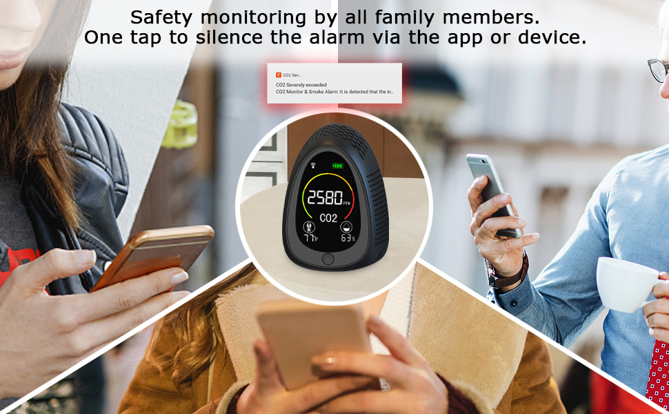 GZAIR PT01-B Smart Wi-Fi CO2 Meter Data Logger Carbon Dioxide Monitor CO2 Sensor with Auto-calibration Function - GZAIR
