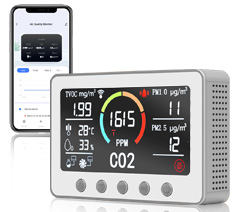 GZAIR PT02 Wi-Fi Smart Indoor Air Quality Monitor CO2 Meter PM2.5 Detector PM1.0 Meter TVOC Monitor - GZAIR