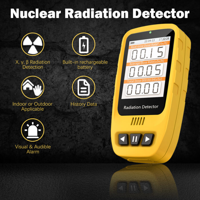 HFS-20 Geiger Counter Nuclear Radiation Detector, Personal Dosimeter, Portable Beta Gamma X-ray Radiation Monitor with Backlight LCD Display, Battery Powered - Image 2