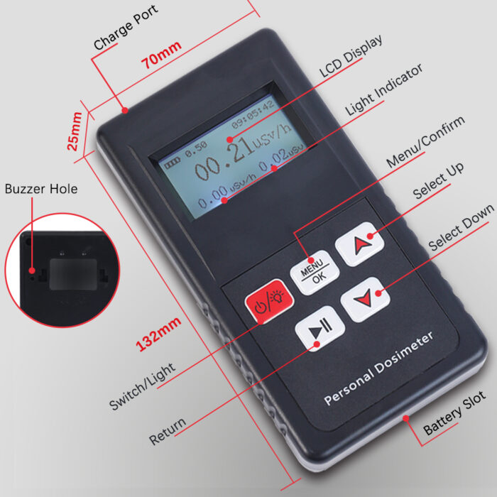 FS300 Geiger Counter Nuclear Radiation Detector Dosimeter, Portable Beta Gamma X-ray Radiation Meter Monitor - Image 7