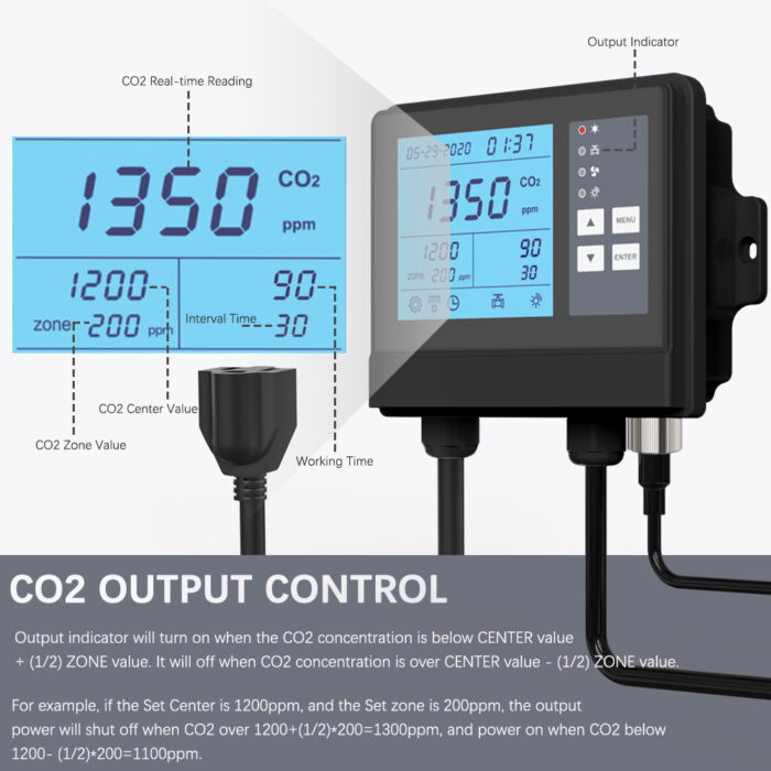 GZAIR 1600P-V CO2 Controller, CO2 regulator Monitor, CO2 Sensor for Greenhouse, Grow Room, Plant, Home Grower, Chamber - Image 4