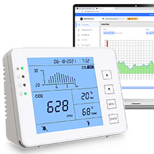 GZAIR 1200P-B Indoor CO2 Meter Date Logger Carbon Dioxide Detector CO2 Sensor with Auto-calibration Function - GZAIR 