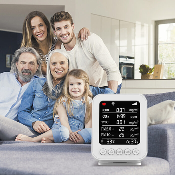 PT05 Air Quality Monitor with HCHO/TVOC/PM2.5/PM10/CO2 /Humidity/Temperature Detection Sensors Smart Detector for Hvac - Image 2
